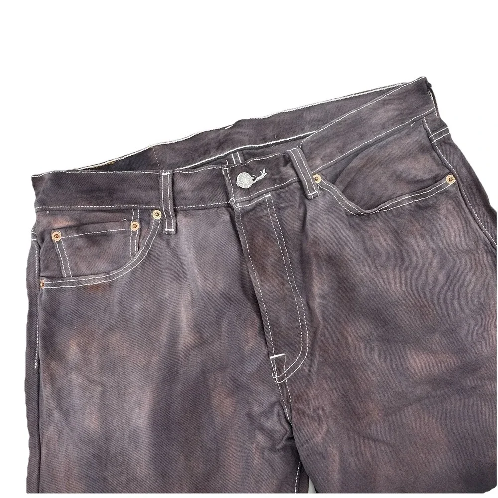 Levi's 501 Jeans Mens 34x34 Purple Tie Dye Button Fly Straight Leg‎ Boho Hippie